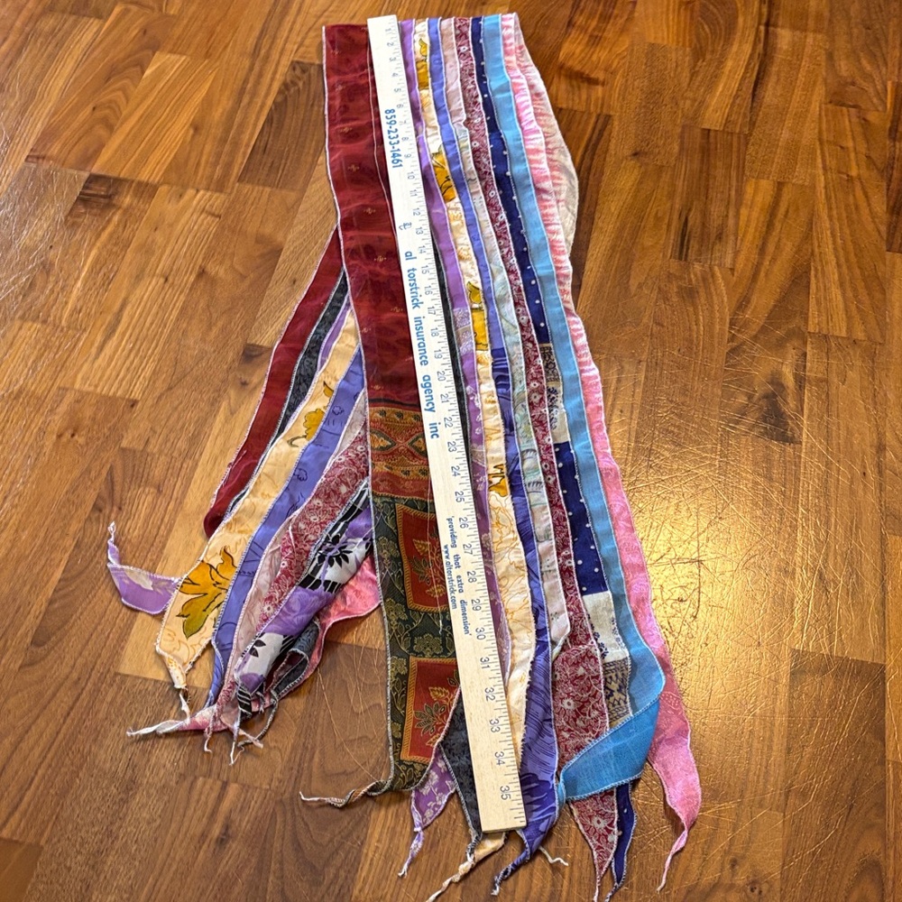 Bohemian Multi-Striped Patchwork Scarf - image 2